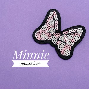 2&quot; Disney Minnie mouse pink bow sequined patches iron on Jacket