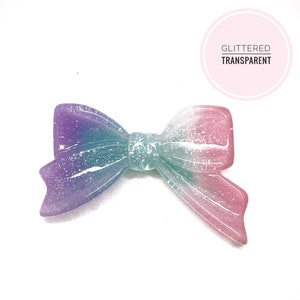 Acrylic BOW pastel colorful transparent glittered Flatback Resin Cabochon Embellishment Deco Craft Card DIY