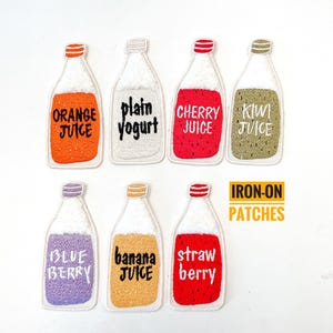 Embroidered Fruit Juice Iron-On Patch Set or Individual Applique