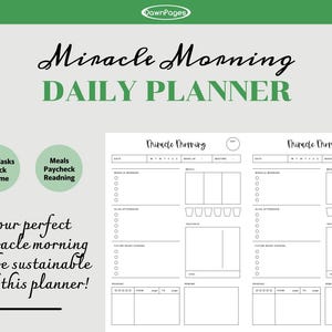 Miracle Morning Daily Planner, Portrait Daily Routine Tracker, ADHD Daily Planner, Productive Planner, Digital and Printable,