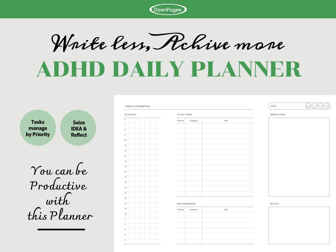 ADHD Daily Planner, ADHD Productivity Planner, ADHD Planner for Adult ...