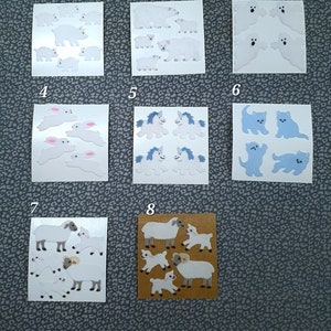 Original vintage Sandylion stickers, fuzzy fabric, 90s, animals