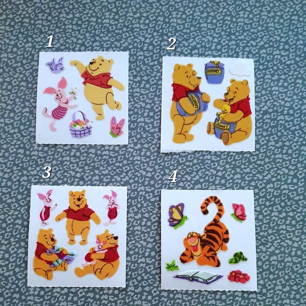 Original Sandylion Sticker Demolition Winnie Pooh fuzzy fabric vintage sticker 90s 90's