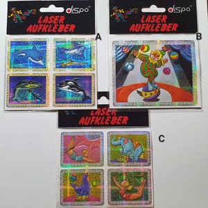 Original vintage Dispo sticker in original packaging, prismatic glitter sticker