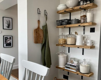 Rustic Shelf Handmade from Solid Wood | Wooden Wall Shelf | Kitchen Shelves, Shelve