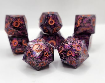 Lesbian Glitter Parade- Handmade Large Sharp Edge Resin Dice Set