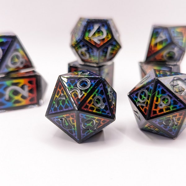 Sometimes Your Dog is Sick and The Only Cure is Gay Dragons- Large Sharp Edges Resin Polyhedral Dice Set