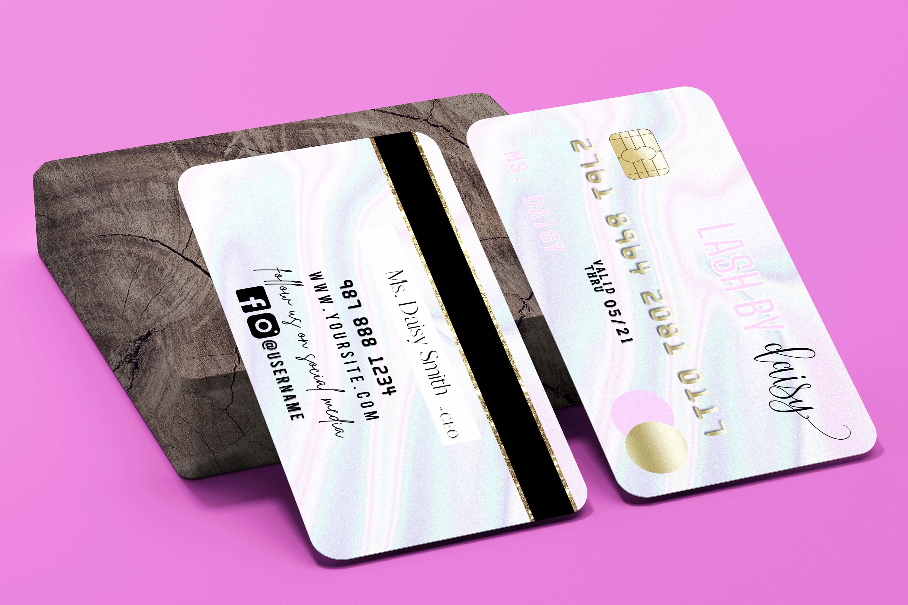 Business Card Template Holographic Lash Cards Credit Card