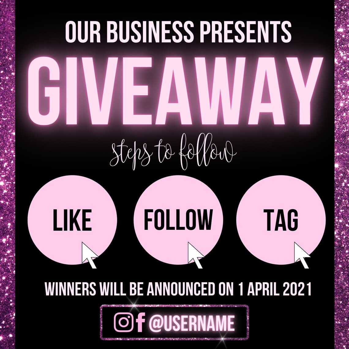 GIVEAWAY Flyer Template Social Media Raffle Post Social Etsy