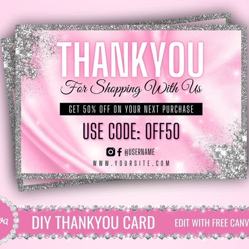 EDITABLE Business Thank You Card Printable Blush Pink Thank - Etsy ...