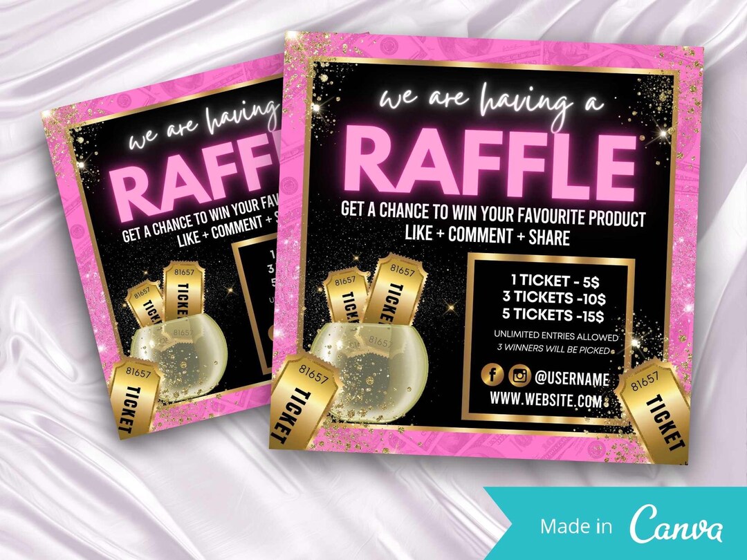 Gold Raffle Sign Hot Pink Gold Raffle Flyer Contest Flyer Giveaway Flyer - Etsy