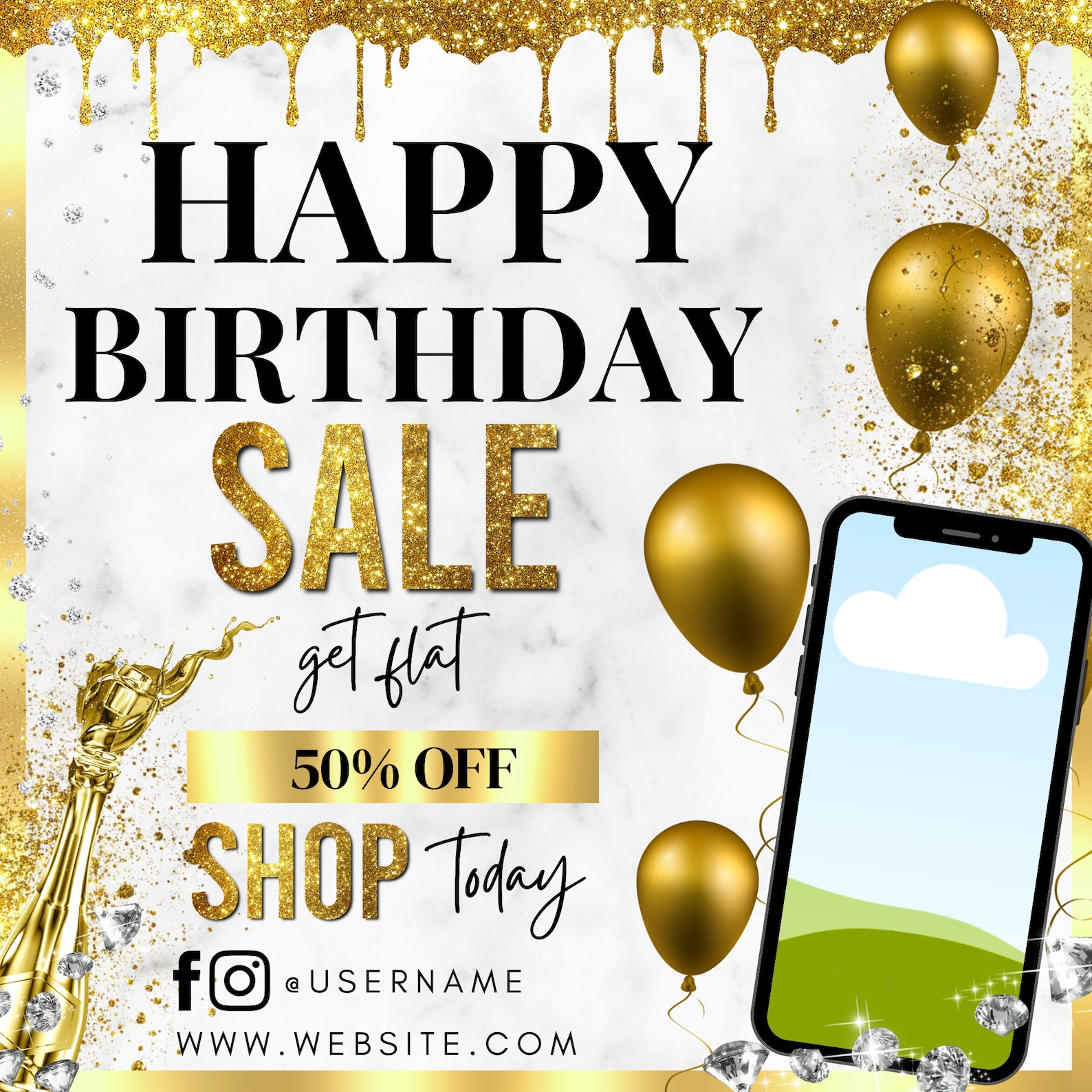 Happy Birthday Sale Flyer Happy Birthday Ceo Flyer Shop Now Etsy