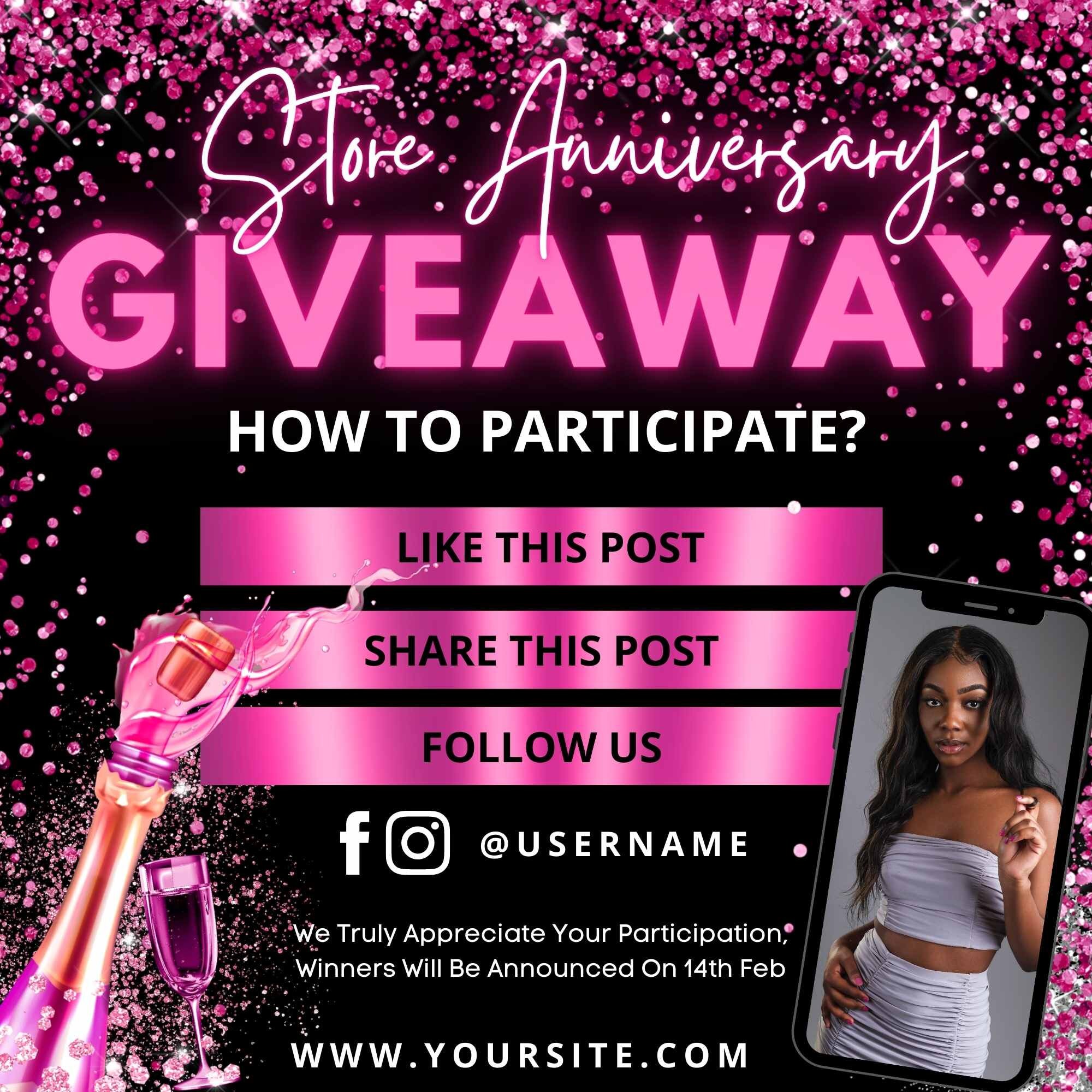Pink GIVEAWAY Flyer Template Grand Opening Flyer Shop - Etsy