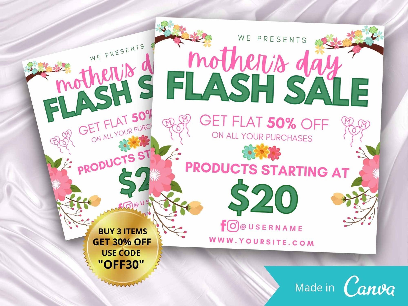 Mother's Day Sale Flyer Happy Mother's Day Flyer Etsy
