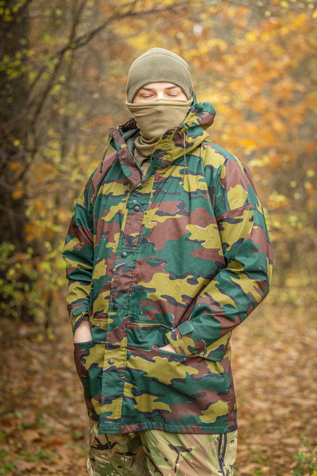 Belgian Rainproof Jacket in M90 Jigsaw Belgian Camouflage Military
