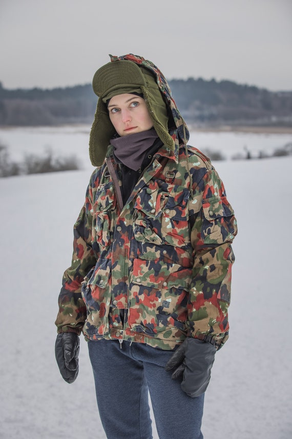 Swiss Army Parka Alpentarn Camouflage Retro Like New Etsy Hong Kong