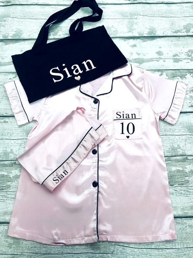 Girls’ Personalised Classic Satin Pink Birthday Pyjamas - FREE Person…