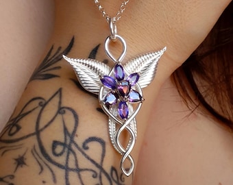 Elven Amethyst Necklace: Handcrafted Sterling Silver Fantasy Pendant
