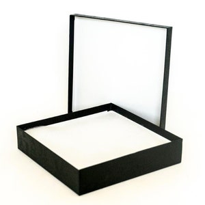 12 x B19 Large Square Black Grained Cardboard Jewellery Gift Boxes with Fibro insert