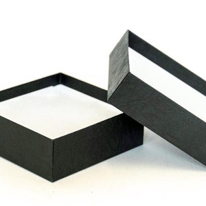 20 x B15 Deep Black Grained Cardboard Jewellery Gift Boxes with Fibro insert
