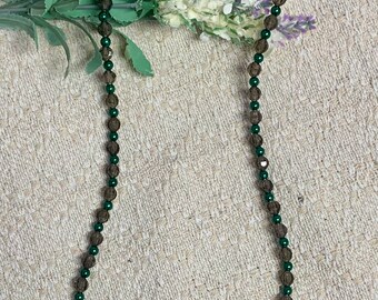 Dark Green and Black Crystal Necklace