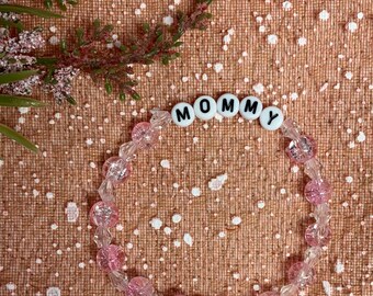 Pink and Silver MOMMY Bracelet