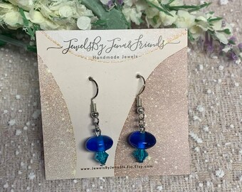 Light Blue and Blue Handmade Earrings