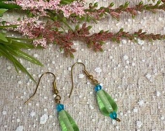 Light Green and Blue Handmade Earrings