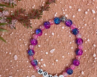 Pink & Blue MOMMY Lettering Bracelet