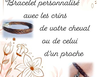 Bracelet crins de cheval Tresse 5 mèches Fermoir magnétique - Chevaux