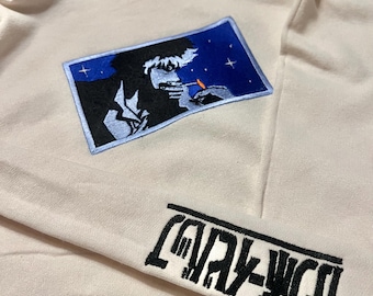 Anime bestickter Hoodie Cowboy Bebop Spike Spiegel Kapuzen-Sweatshirt Brust Arm Stickerei