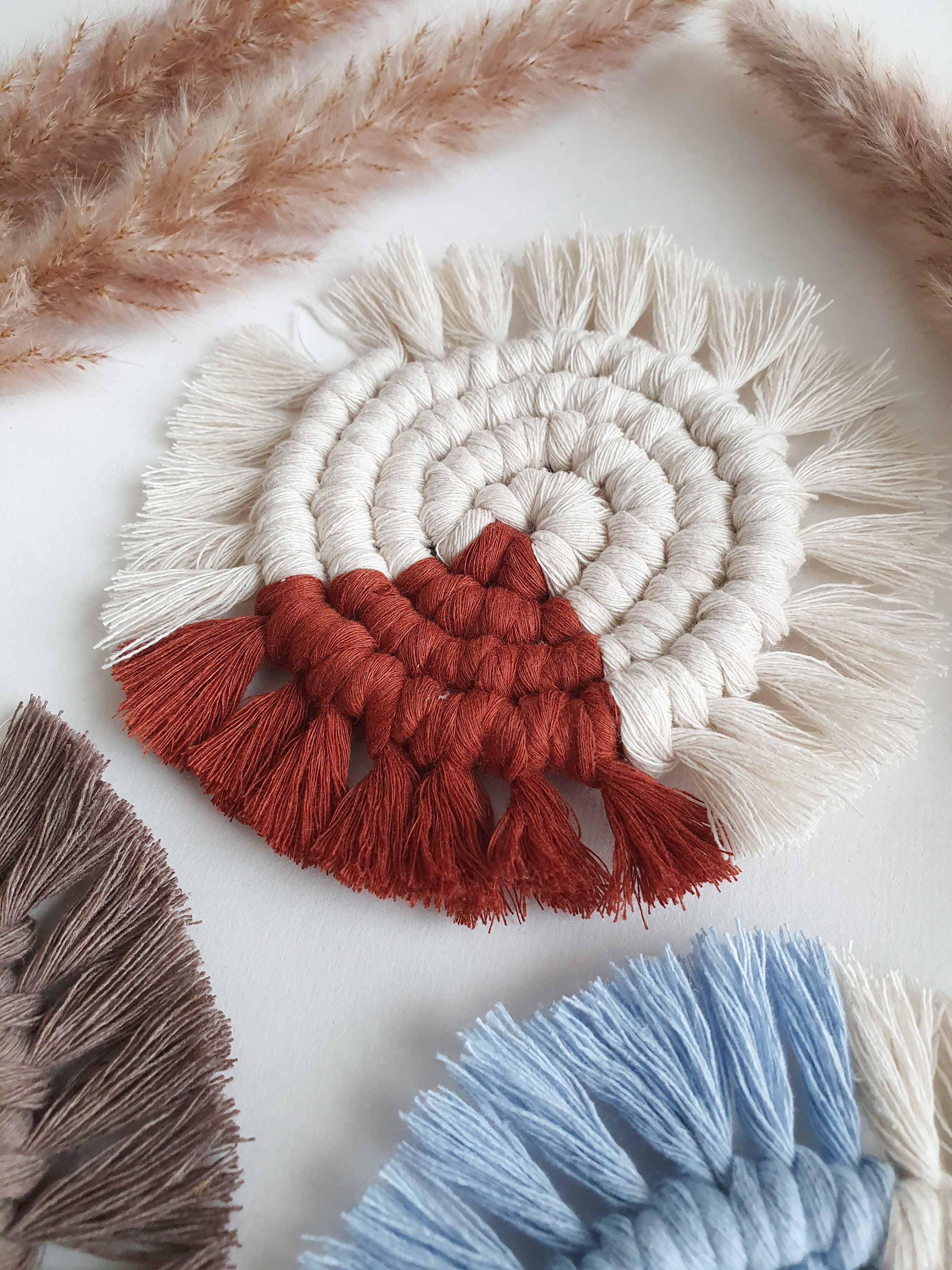 Macrame Coasters Coaster Sets Boho Coasters 2 Colors Etsy