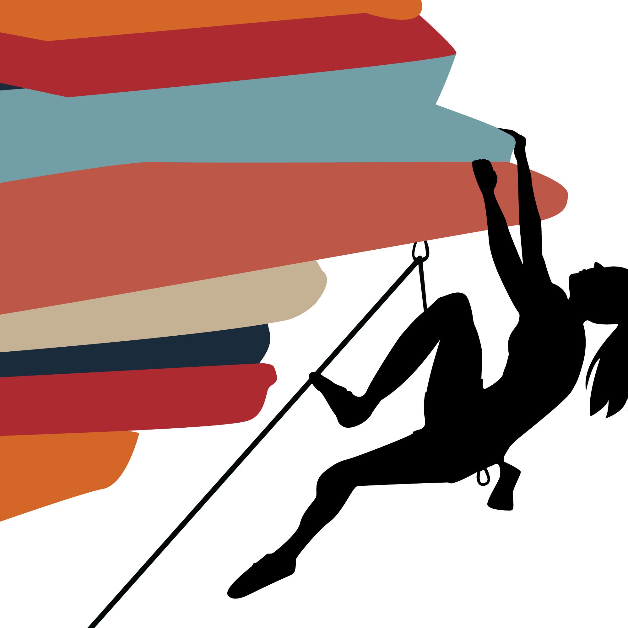 Rock Climbing Wall Art, Rock Climber, Rock Climber Gift, Mid Century Modern, Hiking, Mountains