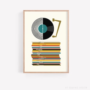 Arte de discos de vinilo de estilo moderno de mediados de siglo, póster de música retro (descarga digital)