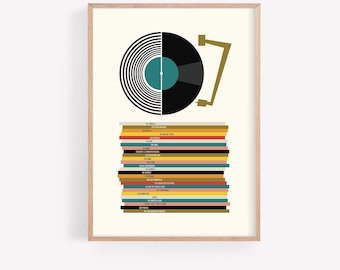 Mid Century Modern Vinyl Record Art, Retro Music Poster (Digital Download)