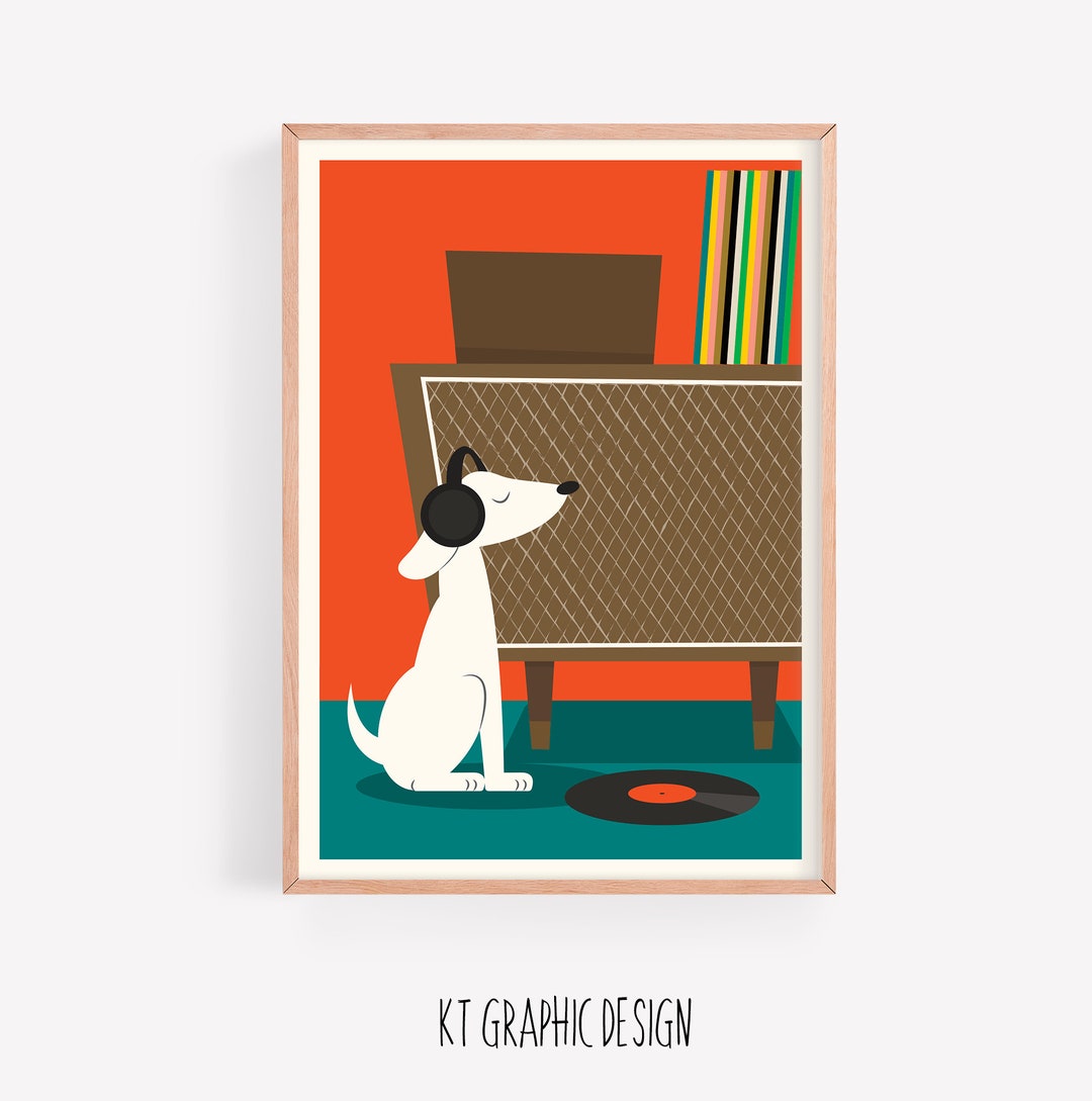 Dog Art, Dog Art Print, Mid Century Modern Wall Art, Mid Century Modern