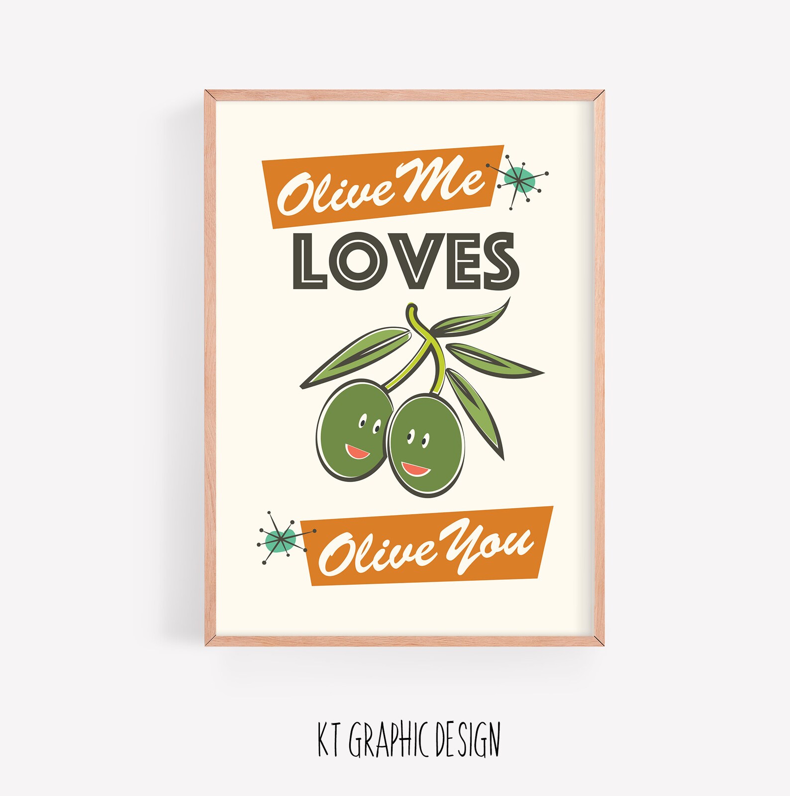 Printable Wall Art Olive Me Loves Olive You Midcentury Etsy