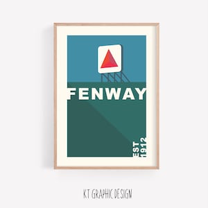 Fenway Park Minimalist Print Midcentury Modern Retro Decor Vintage Art Baseball Stadium Boston Poster Landmark Wall Sports Artwork
