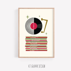 Mid Century Modern Christmas Print, Christmas Music Art, Christmas Vinyl Records, Retro Christmas Decor, Printable, Christmas Classics Art