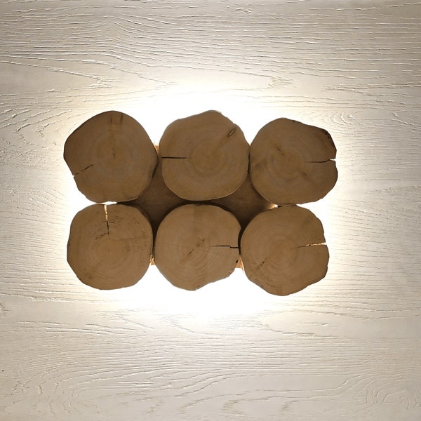 Handgefertigte Holzwandlampe, handgefertigte Holzwandlampe, Holzapplikationslampe