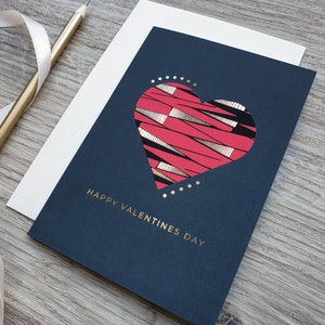 Happy Valentines Day mit bedrucktem Herz | Luxus Grußkarte | Folie bedruckt | Valentinstagskarten | Soft Touch Laminiert