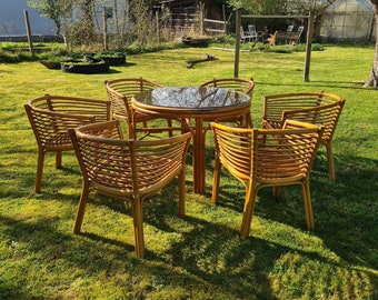 Rattan Sitzgruppe 80er Rausch Design 7tlg. Gartenmöbel