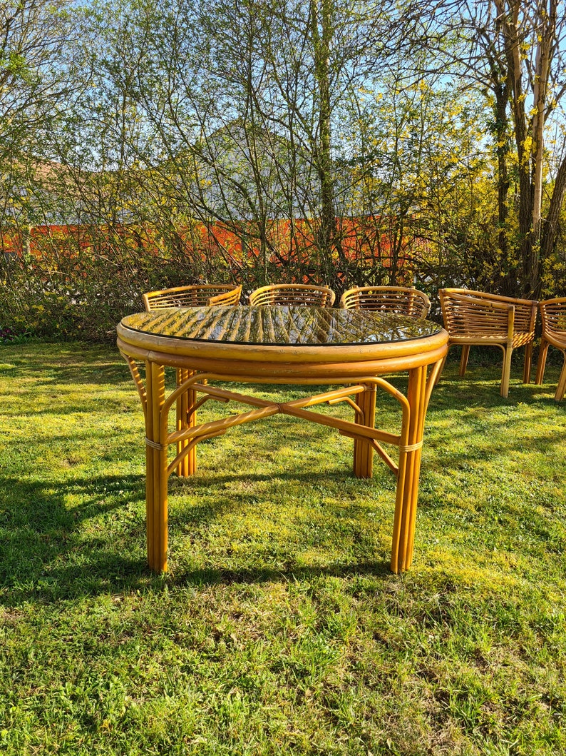 Rattan seating group 80s Rausch Design 7-piece garden furniture image 5