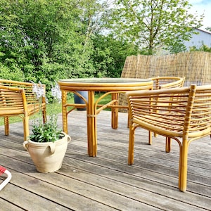 Rattan seating group 80s Rausch Design 7-piece garden furniture image 2