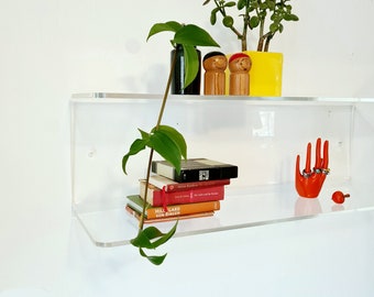 70s plexiglass U shelf wall shelf