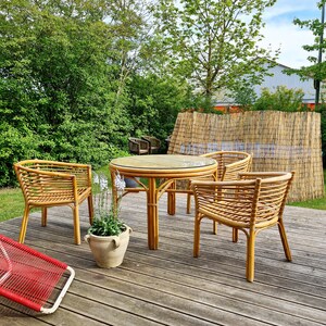 Rattan seating group 80s Rausch Design 7-piece garden furniture image 1