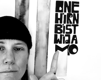 Handmålad statement-bild "Utan hjärnor!"