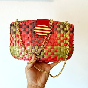 Italian vintage rattan handbag evening bag Rodo Italy
