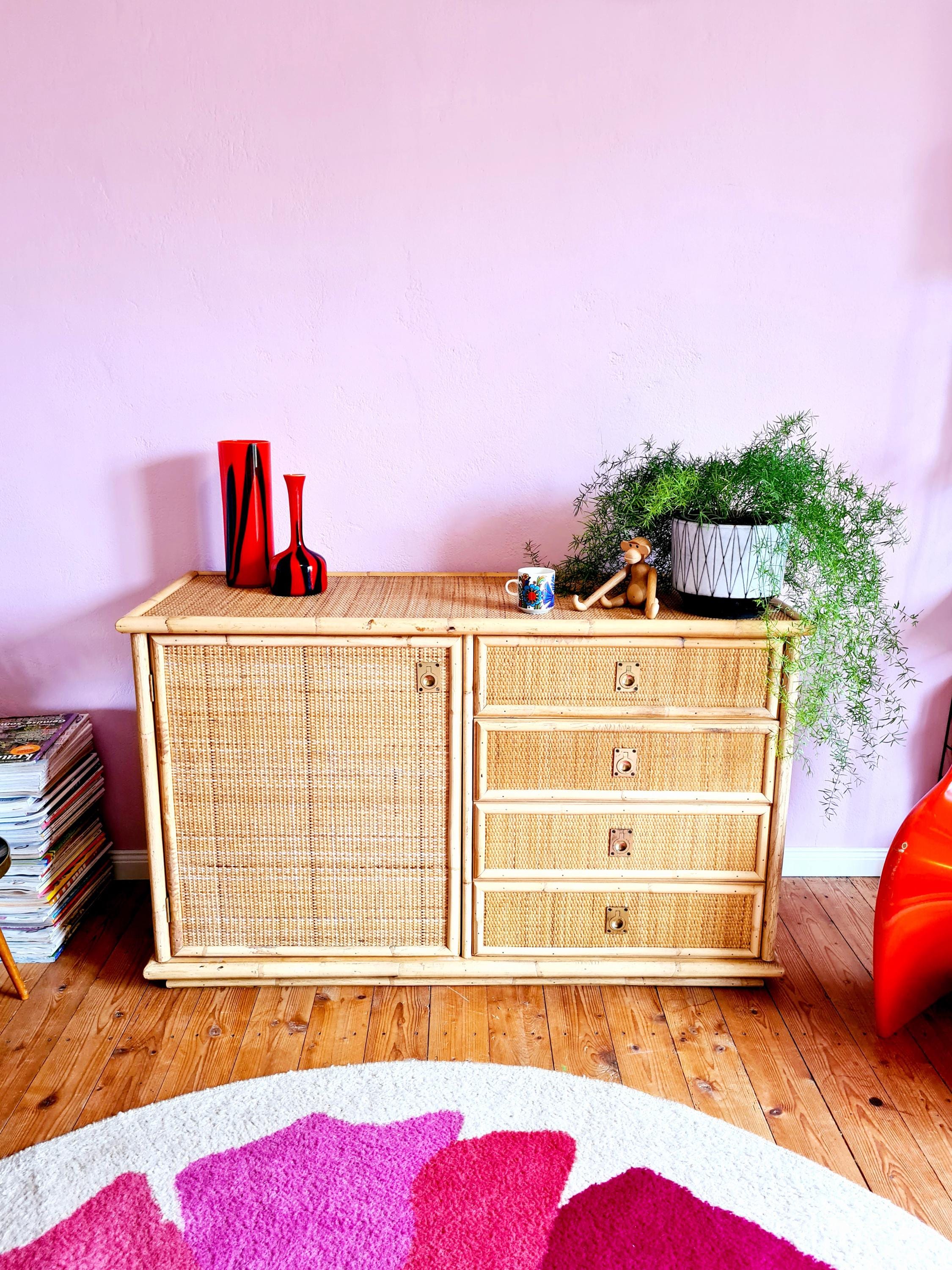 Dal Vera rattan sideboard chest of drawers 70s