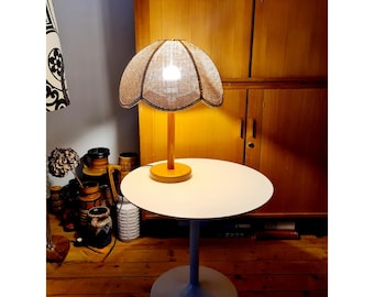 Swedish rattan design table lamp bedside lamp 70s boho